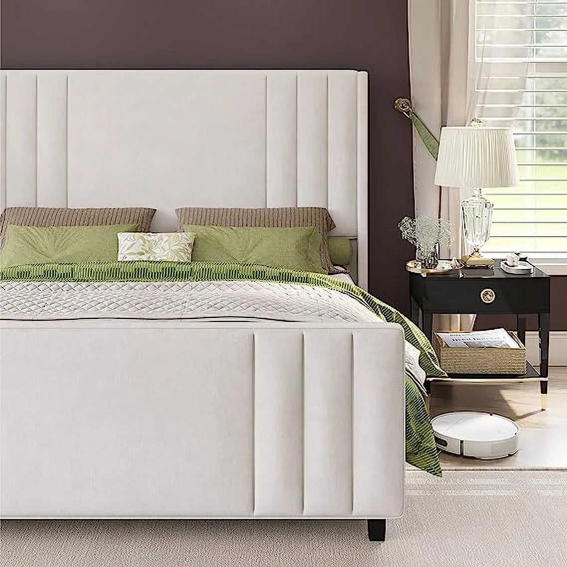 Velvet Upholstered Queen Size Bed Frame with Headboard B882