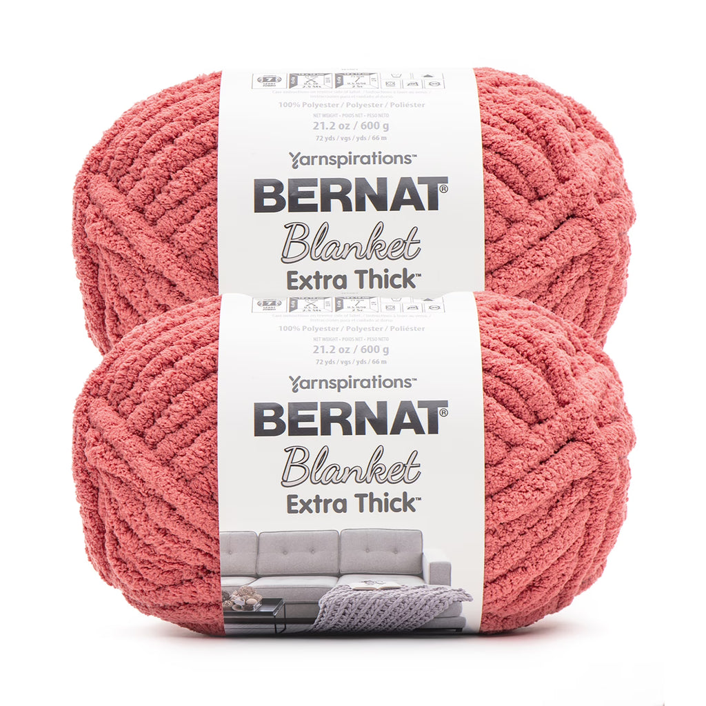 Bernat Blanket Extra Thick Jumbo Polyester Yarn, Clay, 21.2oz, 72 Yards (2 Pack) W6666