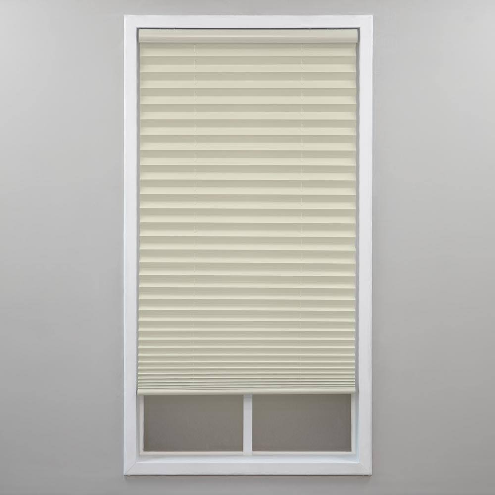 Ecru Cordless Light Filtering Polyester Pleated Shade 67.5 in. W x 72 in. L F615532