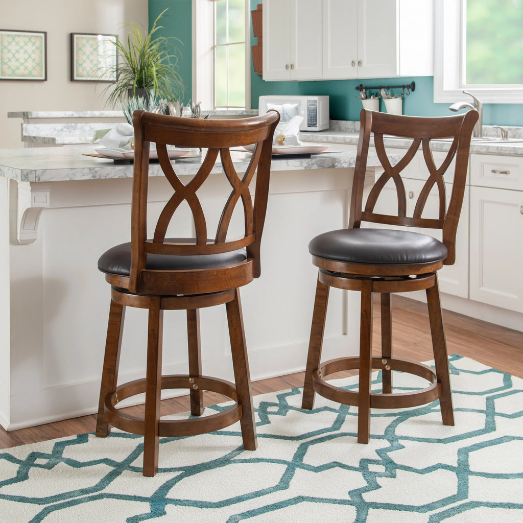 Rustic Oak Swivel Counter Stool S246536