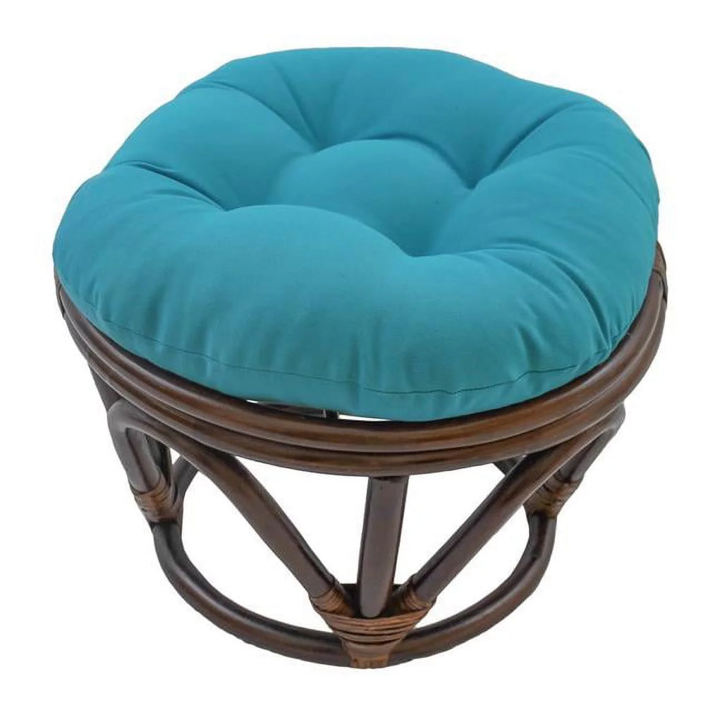 Rattan Footstool with Twill Cushion Q896