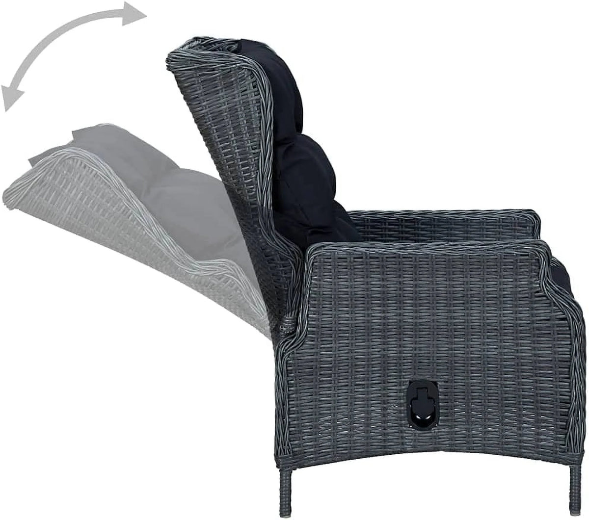 5 Piece Acacia Wood Patio Lounge Set with Dark Gray Cushions H767276
