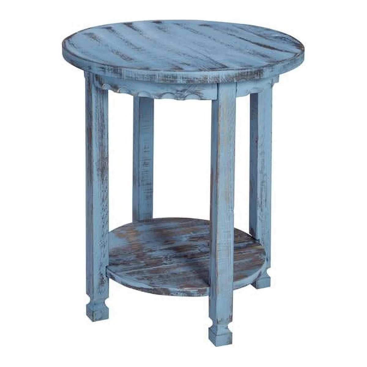 Blue Antique Round End Table J209