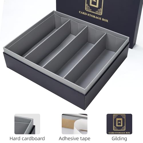 Trading Card Storage Box with 48 Dividers, Black Blue C252