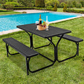 Black Outdoor Picnic Table Bench Set L830287