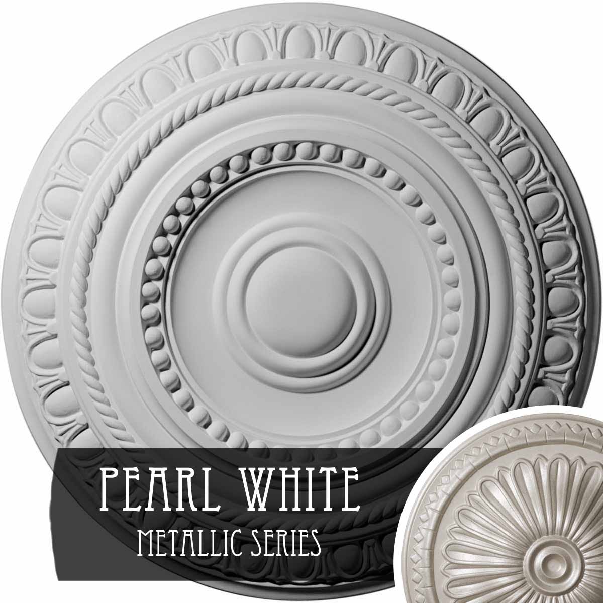 15 3/4x22OD x 1 3/8x22P Hand-Painted Pearl White Ceiling Medallion H68231