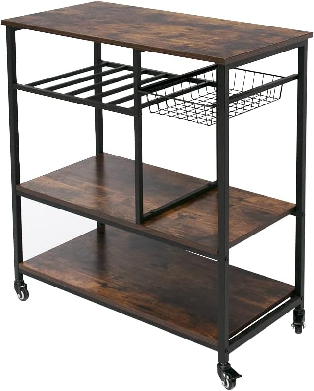 Cart with Wooden Top, 36 inches, Light Walnut A5786
