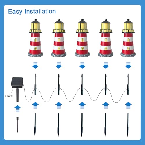 5 Pack Solar Garden Lights Outdoor Waterproof Red T834