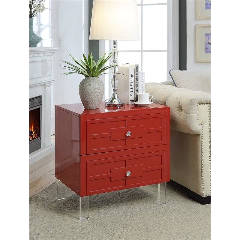 Glossy Red Contemporary End Table B65047