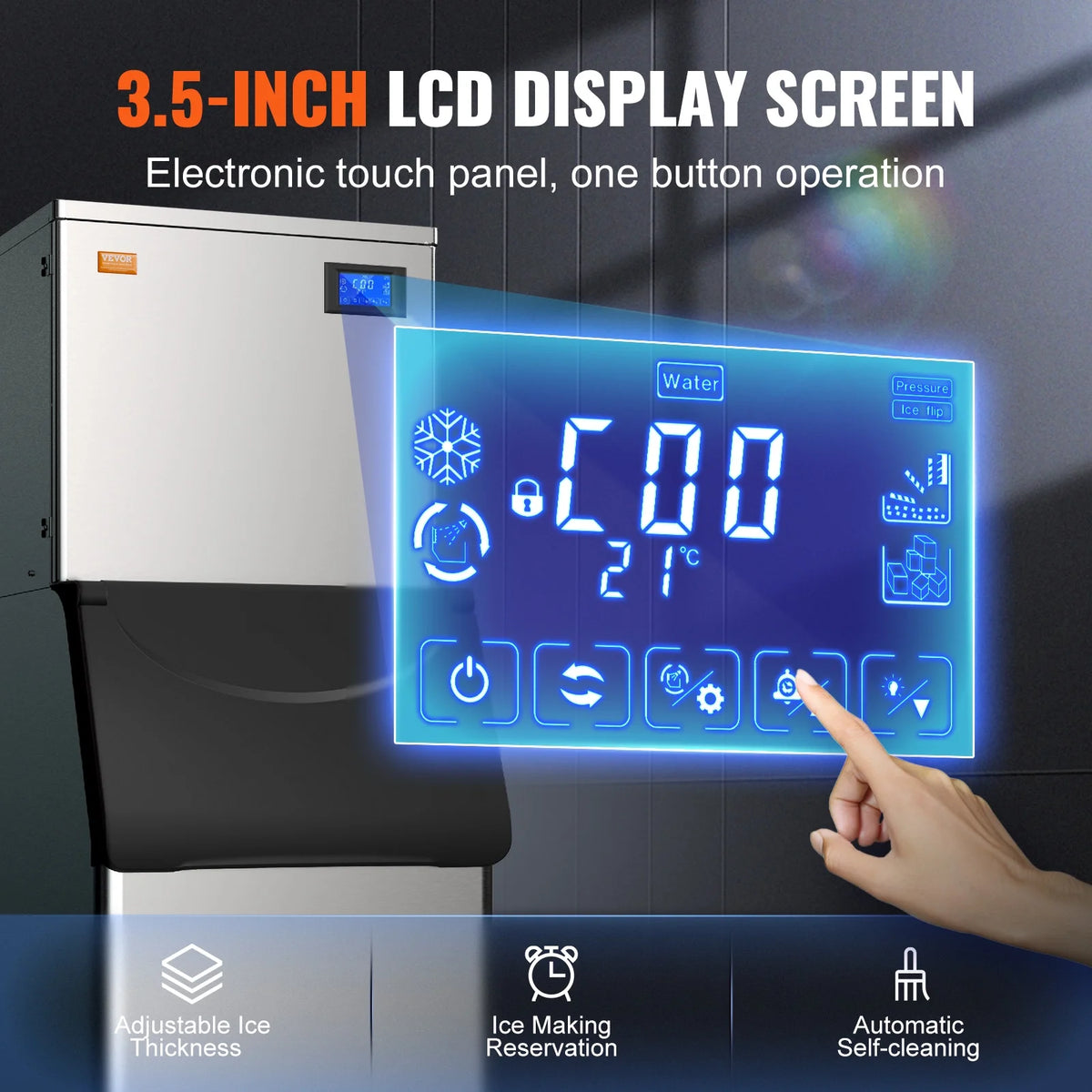 Commercial Ice Maker with Storage Bin Auto Self-Cleaning A268