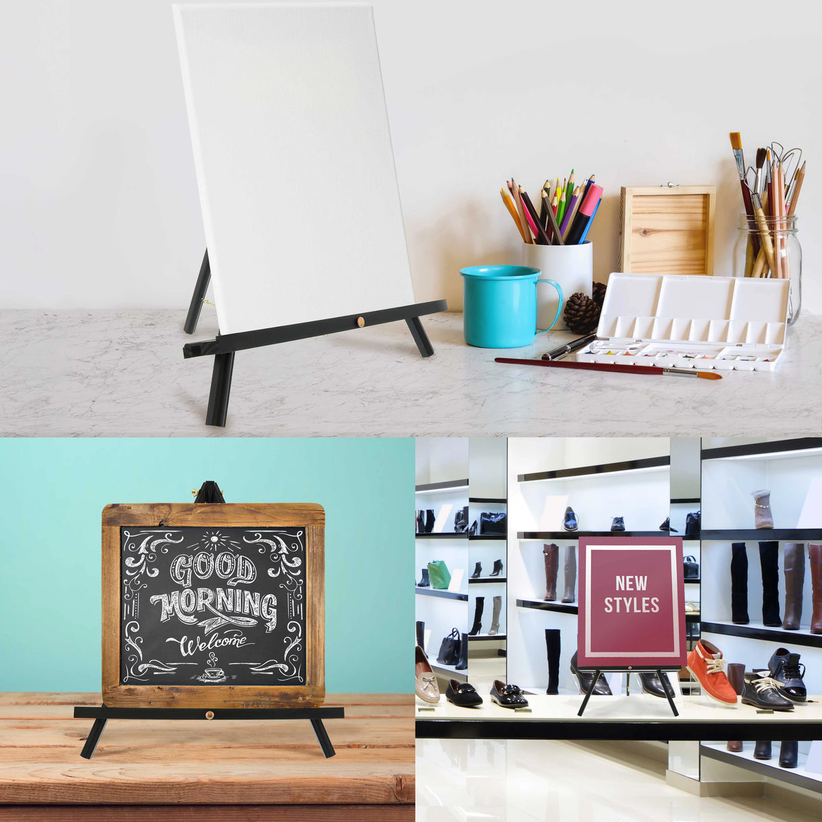 20" Black Wood A-Frame Artist Easel, Pack of 2 O7037