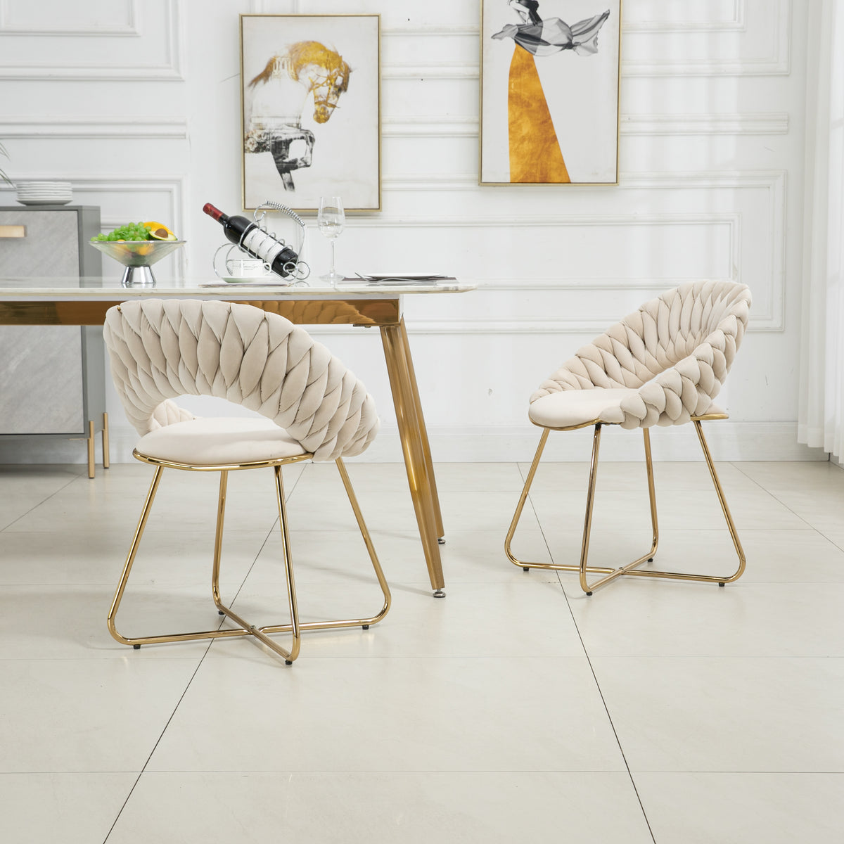 Velvet Accent Chairs Set of 2 with Gold Legs E1283