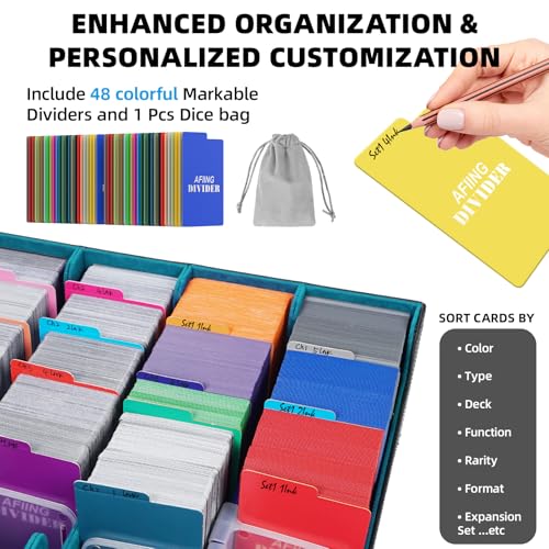 Trading Card Storage Box with 48 Dividers, Black Blue C252