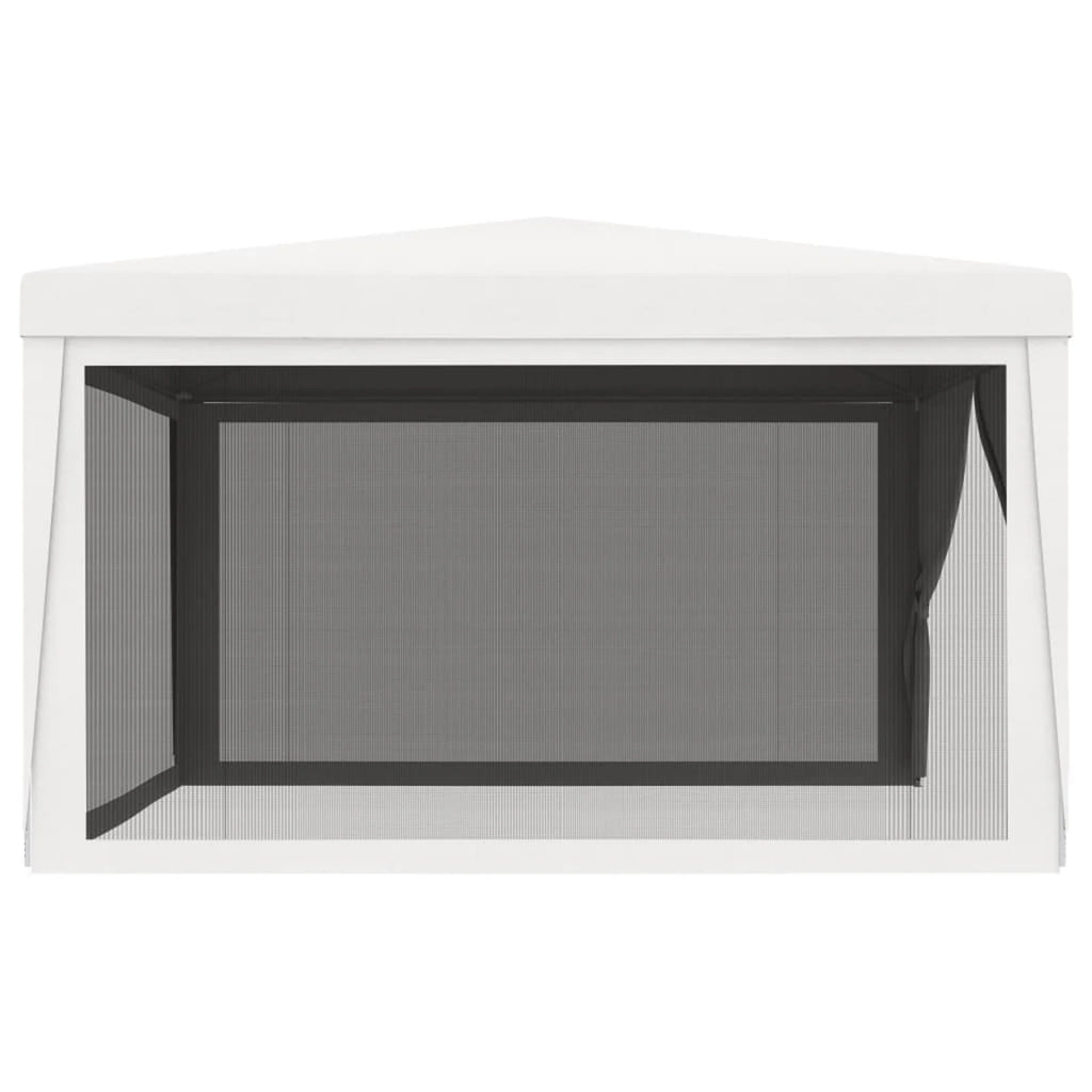 White Party Tent with 4 Mesh Sidewalls Outdoor Gazebo Canopy Sun Shade Shelter 13.1ft x 13.1ft x 9ft R7225