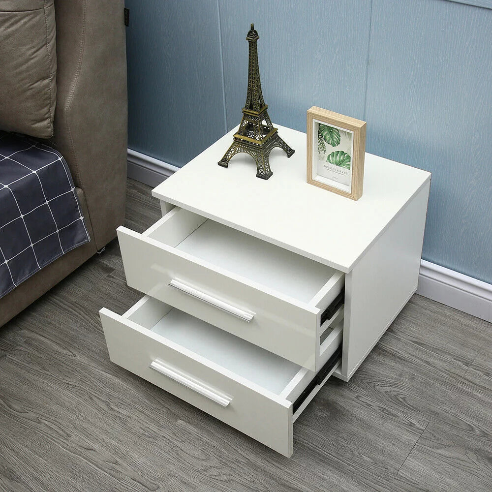 High Gloss 2 Drawer Nightstand Z848