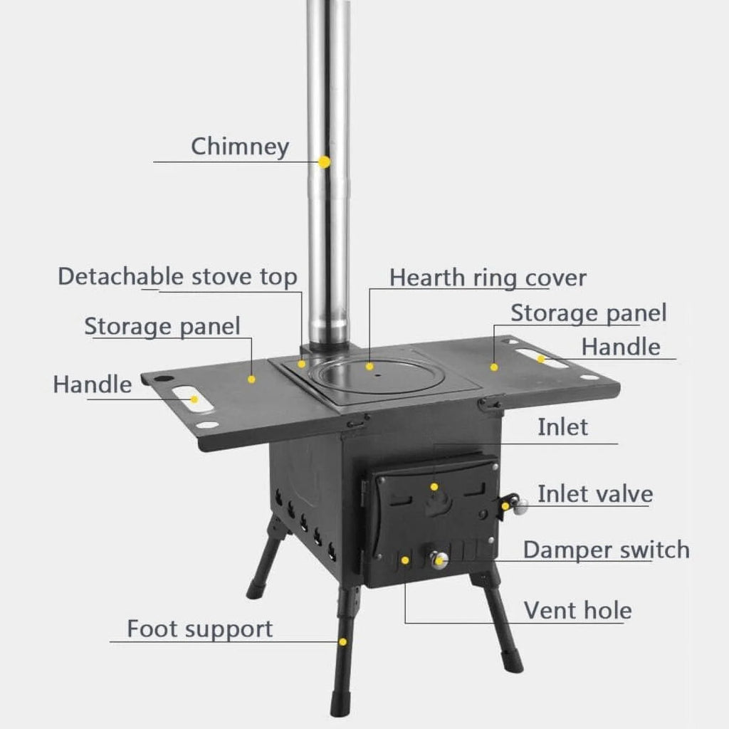 Portable Wood Burning Stove for Tent Cooking E7897