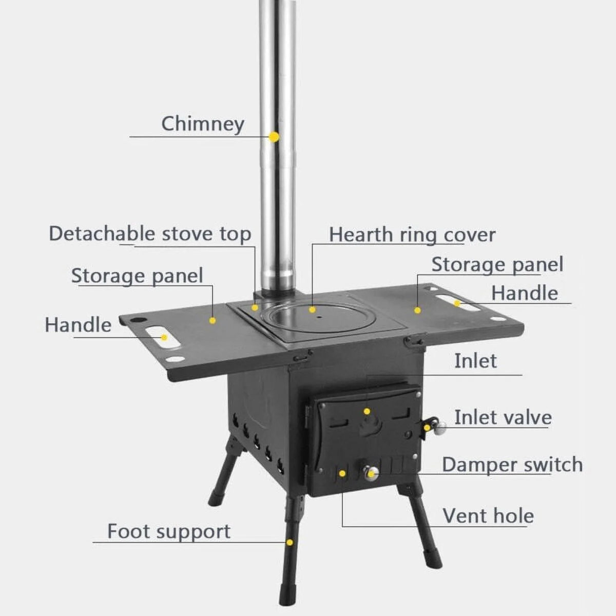 Portable Wood Burning Stove for Tent Cooking E7897