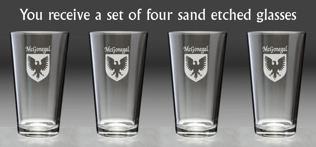 Irish Coat of Arms Pint Glasses Set of 4 G6351