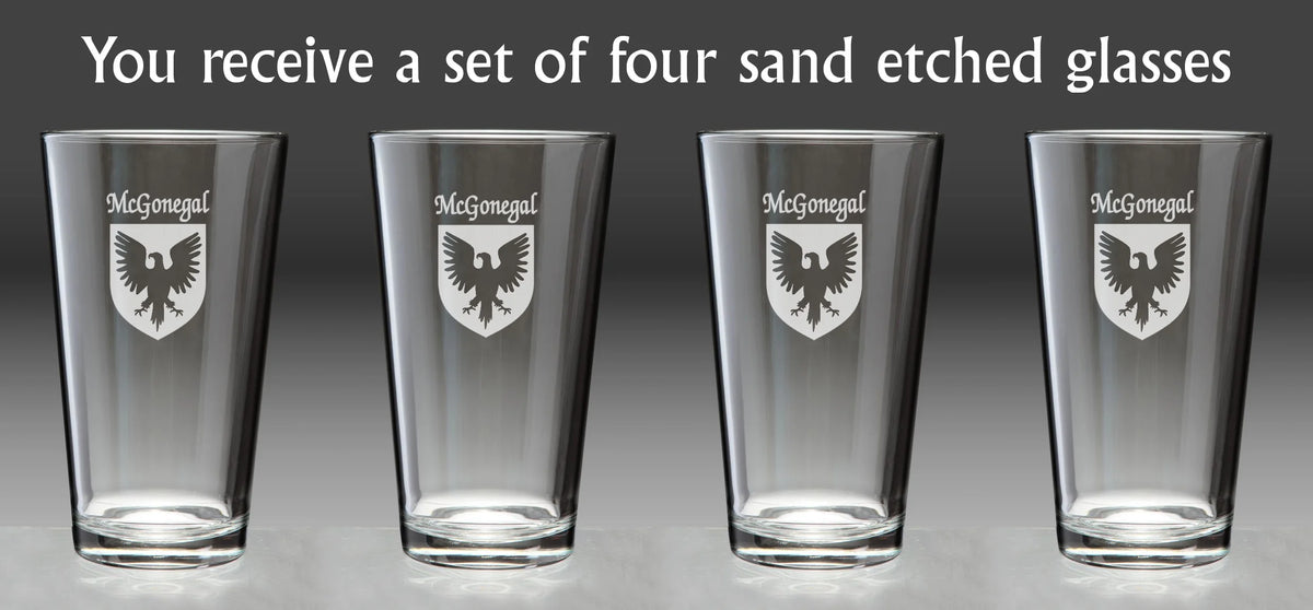 Irish Coat of Arms Pint Glasses Set of 4 G6351
