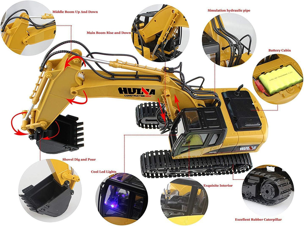 15 Channel RC Excavator Construction Vehicle Toy with Sound and Lights J214