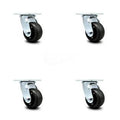 Set of 4 Black Swivel Casters with 4 inch x 2 inch Wheels F240473