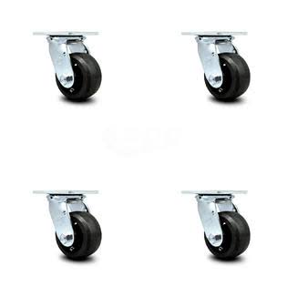 Set of 4 Black Swivel Casters with 4 inch x 2 inch Wheels F240473