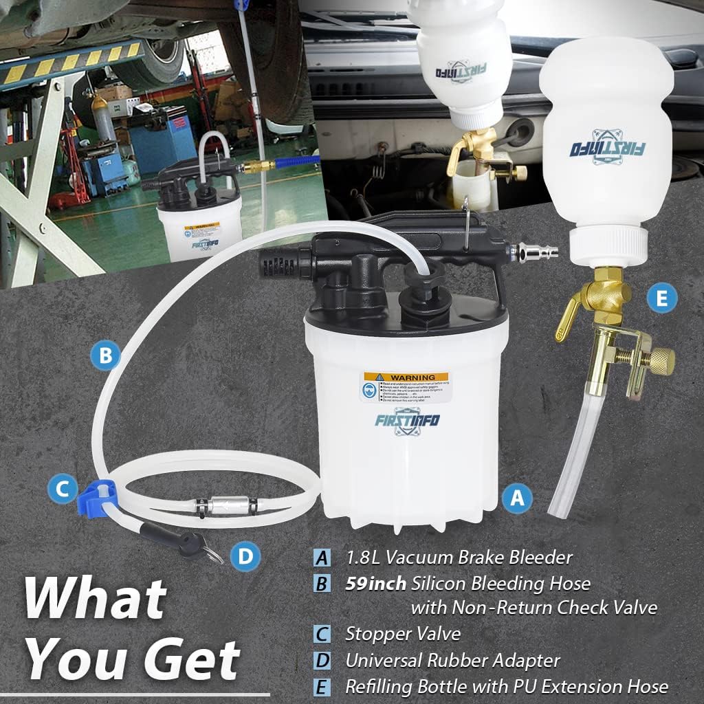 1.8 Liter Vacuum Brake Bleeder Extractor Kit with Silicone Bleeding Hose T6018