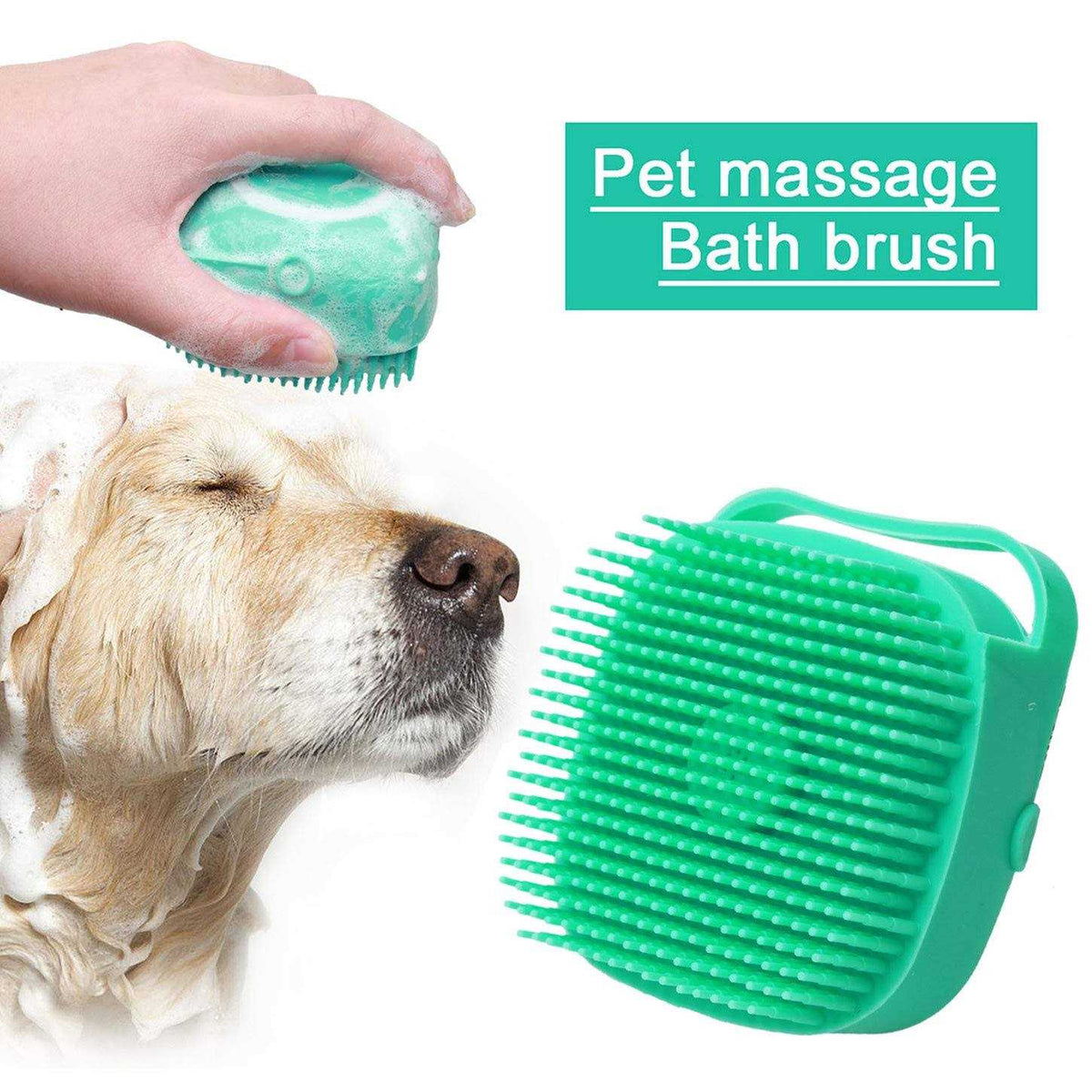 Dog Bath Brush Shampoo Dispenser Soft Silicone Brush Q286030