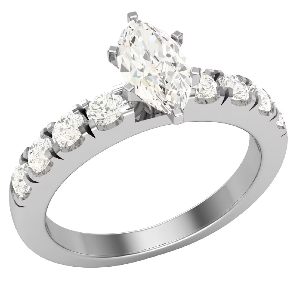 Marquise Cut 14K White Gold 1.20 CT Engagement Ring W867