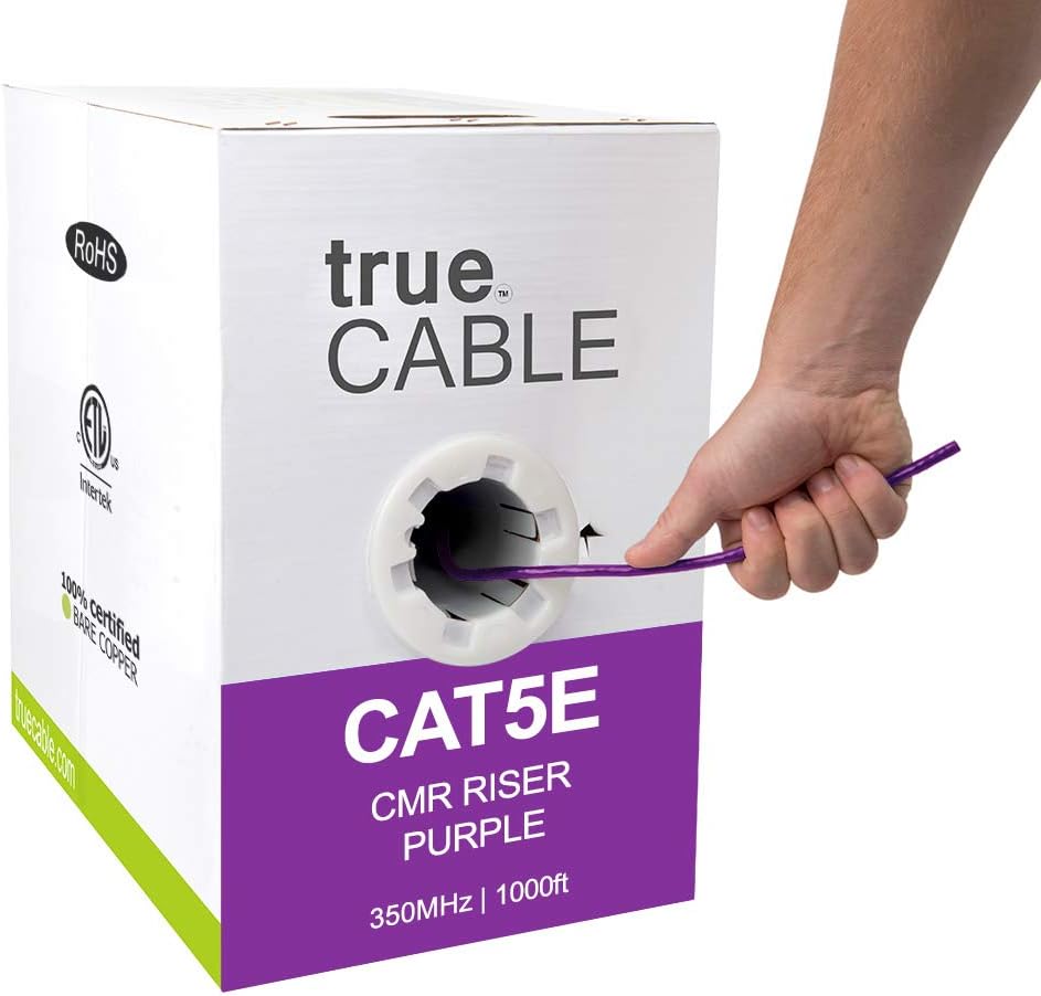 1000ft Purple 24AWG 4 Pair Solid Bare Copper Bulk Ethernet Cable I1006