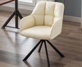 Beige PU Leather Swivel Office Chair with Black Metal Legs Q1225