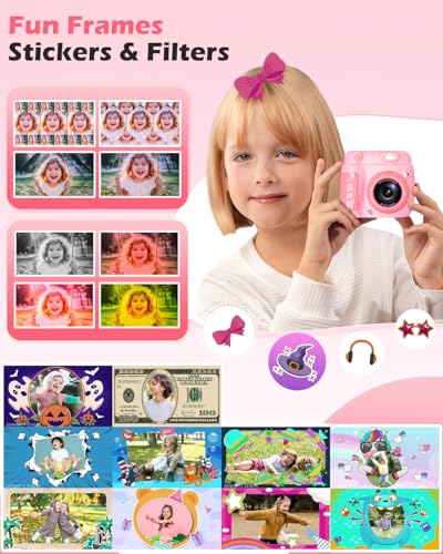 Instant Print Kids Camera with 3 Rolls Printing Paper Green K241298