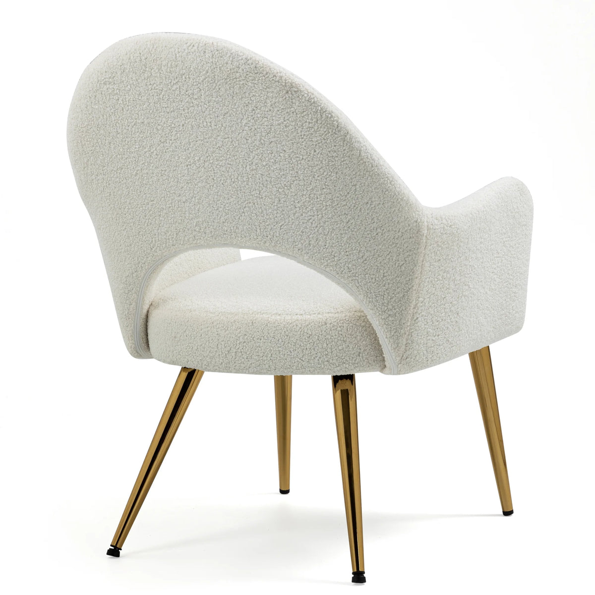 White Boucle Accent Chair with Gold Legs C2039