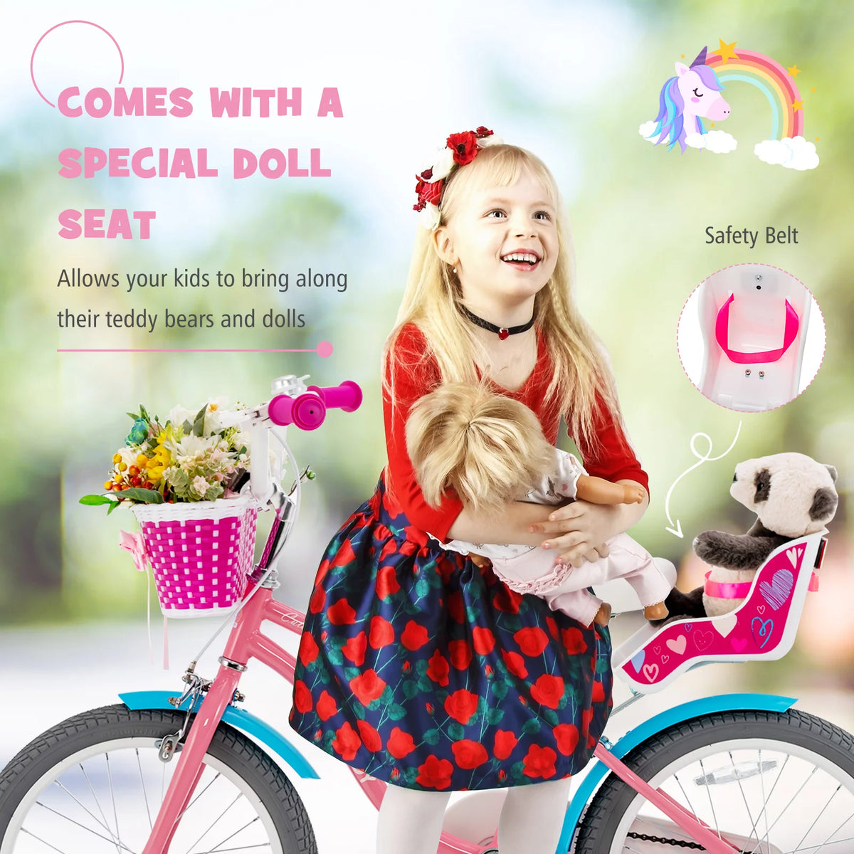 18 Inches Kids Bicycle with Training Wheels and Basket G483