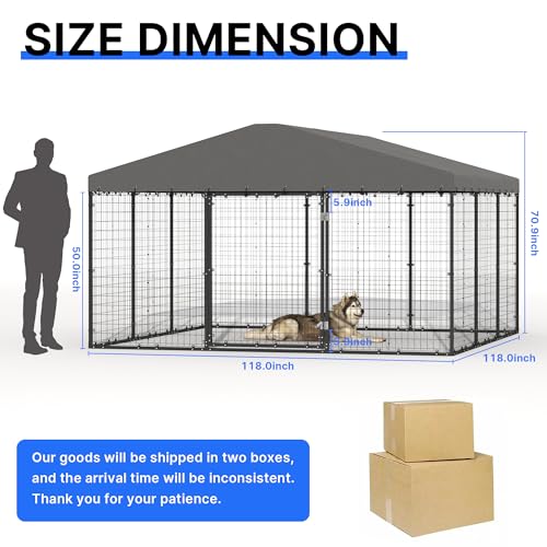 Large Outdoor Dog Cage with Weatherproof Cover G317