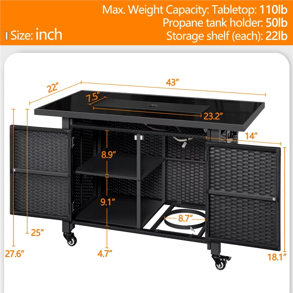 Black Propane Fire Pit Table N78242