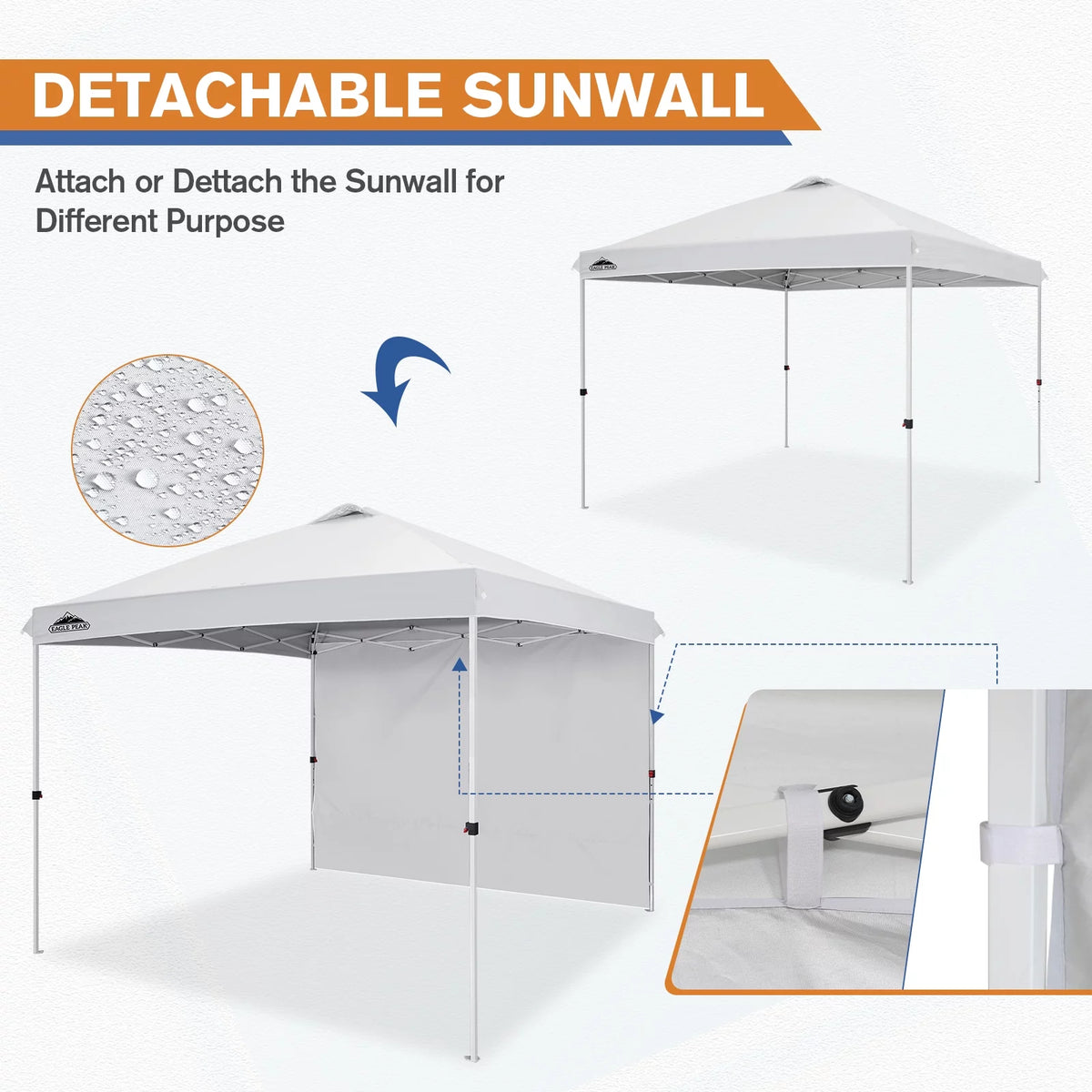10 x 10 Pop up Canopy Tent with Detachable Sidewall D2042