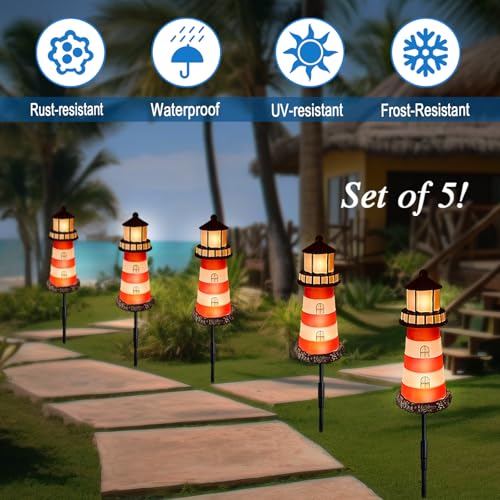 5 Pack Solar Garden Lights Outdoor Waterproof Red T834