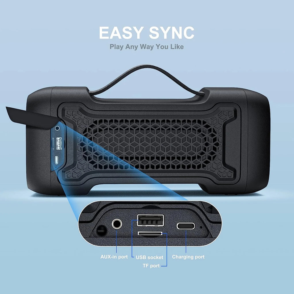 Bluetooth Speaker with Deep Bass, IPX6 Waterproof, 24H Playtime W4338
