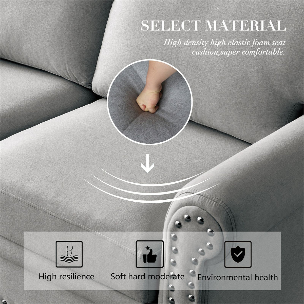 Gray Linen Fabric Storage Sofa K83203
