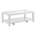 White Wood and Glass Top Coffee Table with Shelf Storage I703763