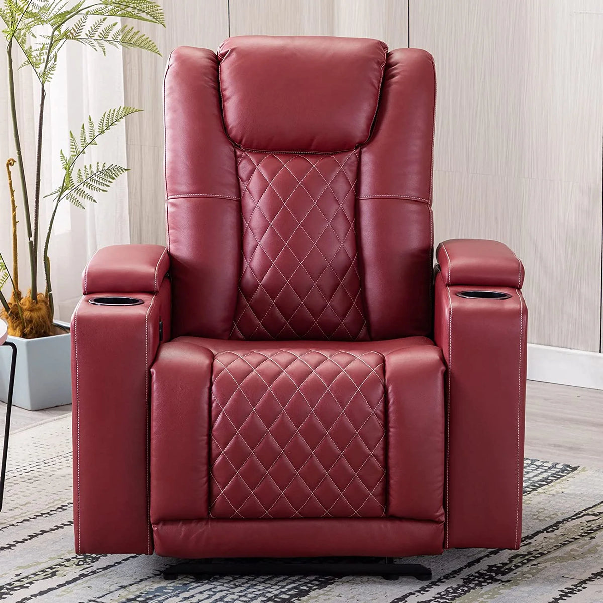 Power Recliner Chair Set of 3 PU Leather Black N33805