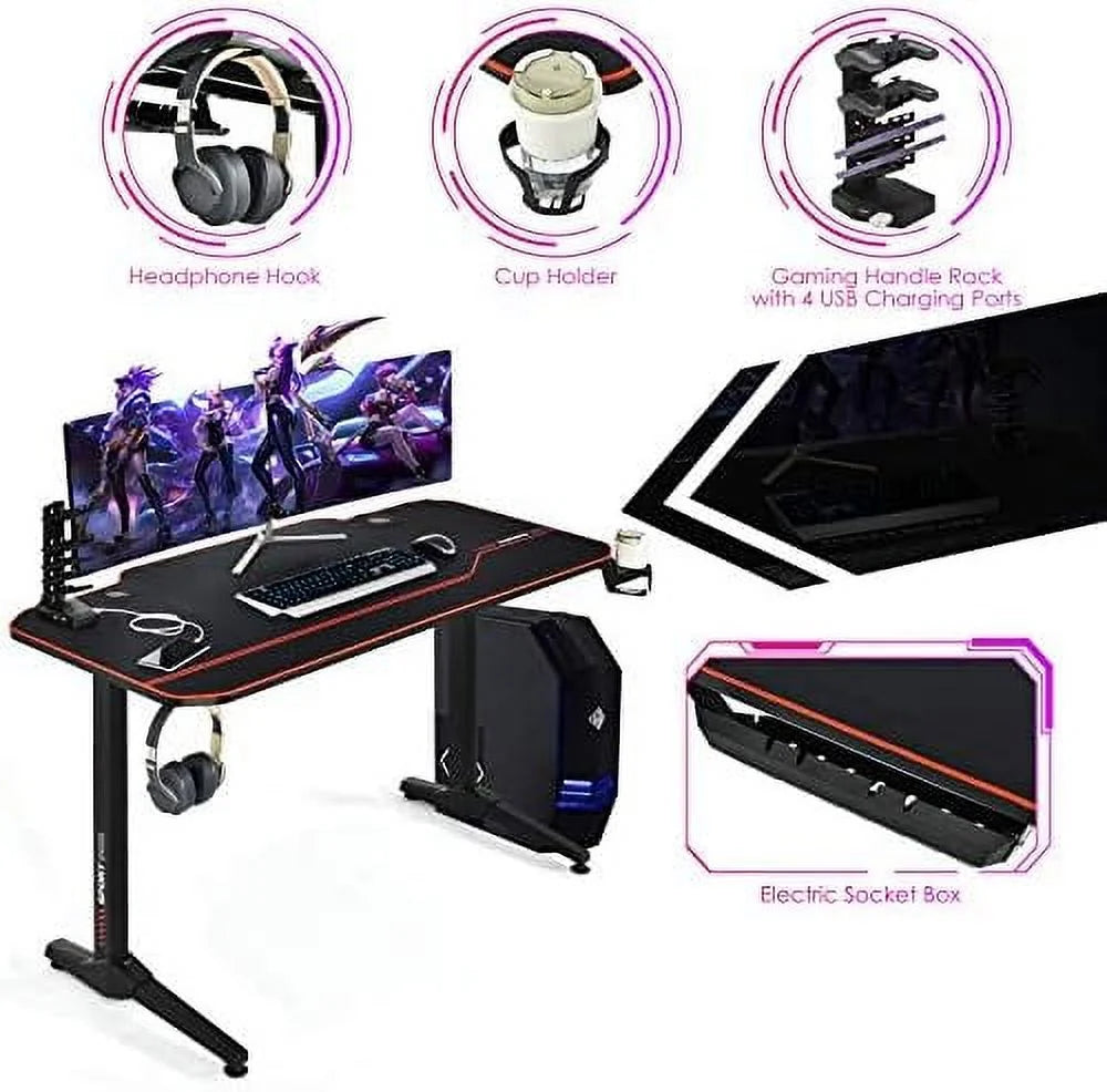 55 Inch Gaming Desk with Mouse Pad O873