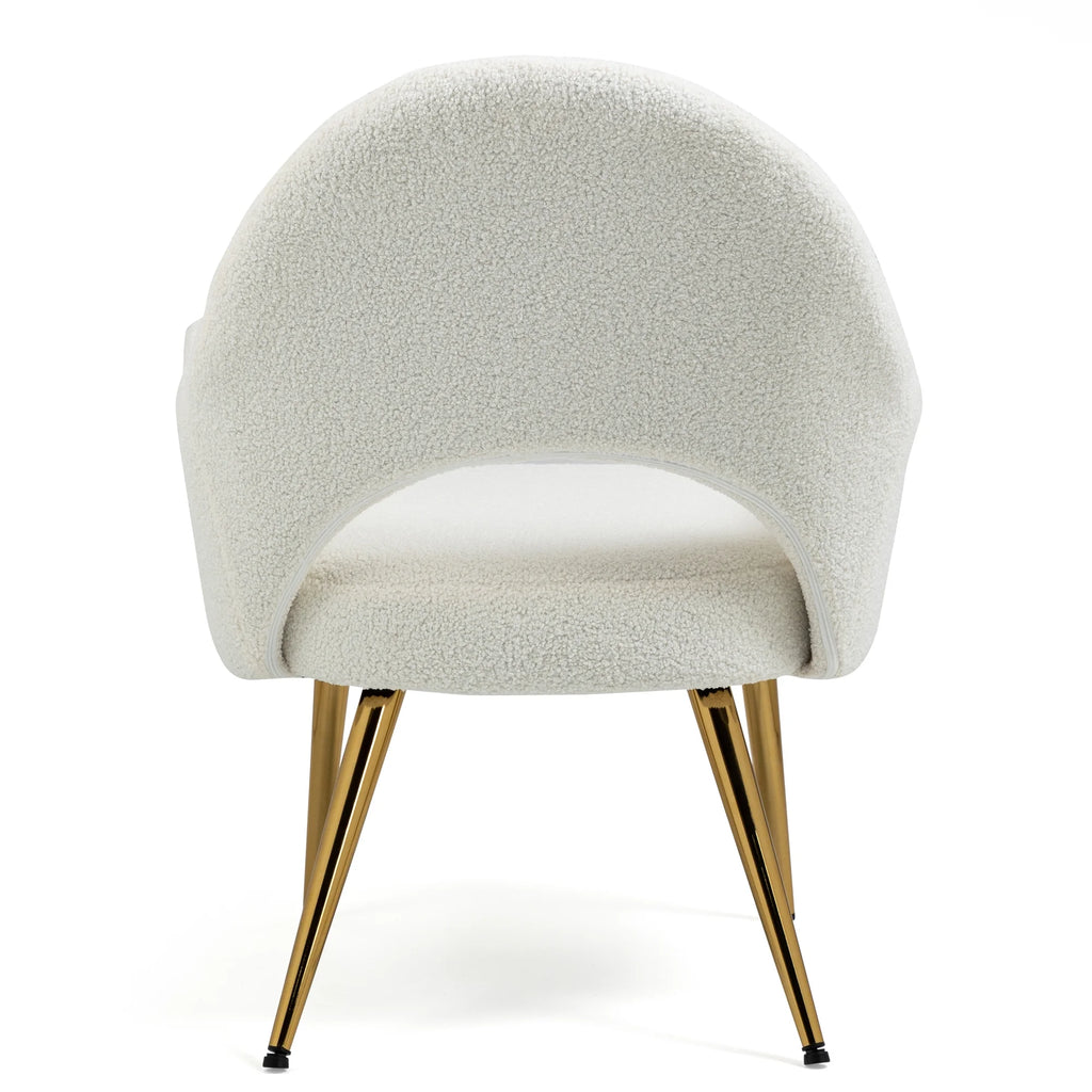 White Boucle Accent Chair with Gold Legs C2039