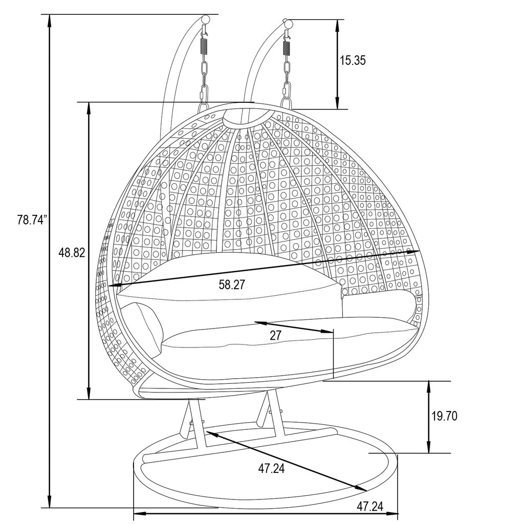 Blue Wicker Hanging Egg-Shaped Swing Chair N972268