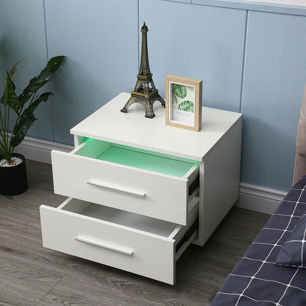 High Gloss 2 Drawer Nightstand Z848