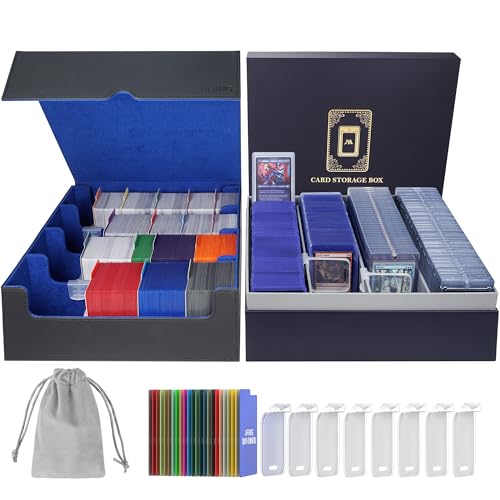 Trading Card Storage Box with 48 Dividers, Black Blue C252