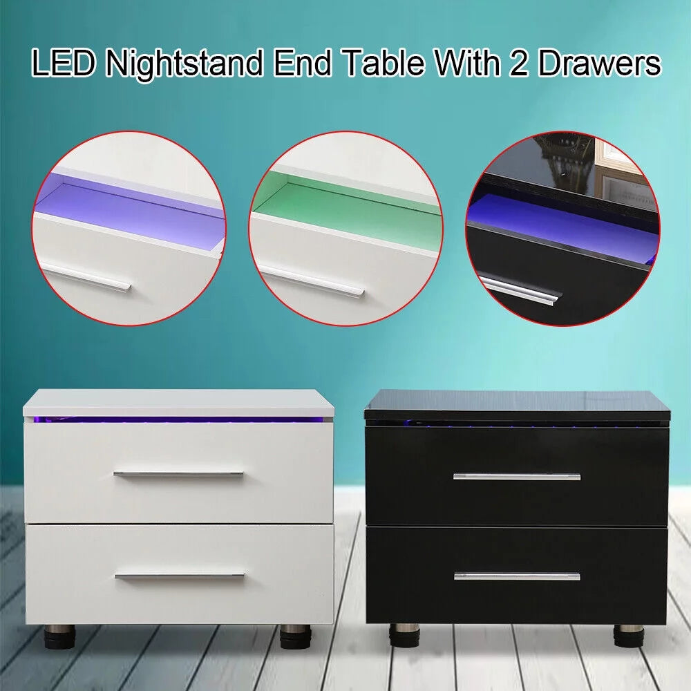 High Gloss 2 Drawer Nightstand Z848