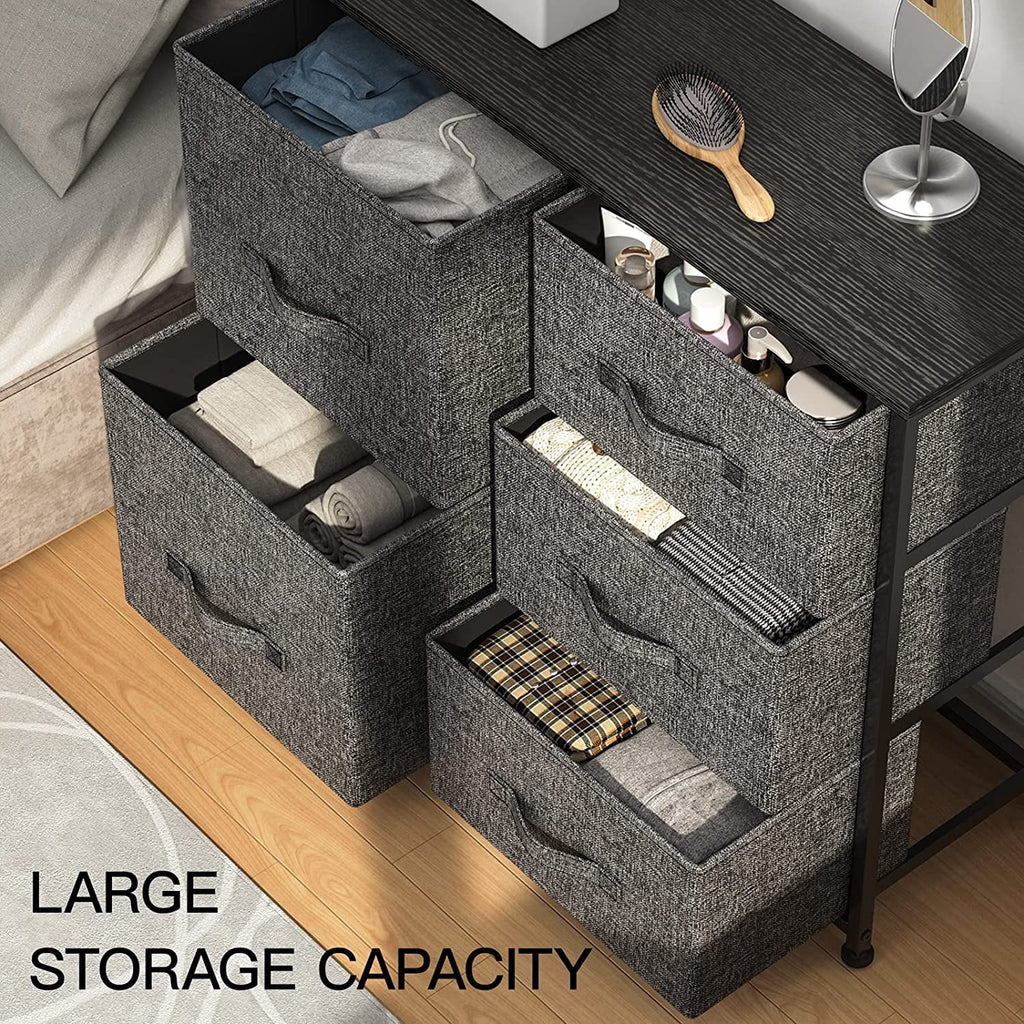 5 Drawer Fabric Storage Dresser with Wood Top Q463555