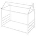 White Twin Size House Platform Bed with Roof and Chimney X461